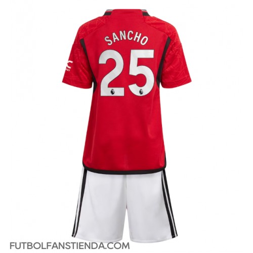 Manchester United Jadon Sancho #25 Primera Equipación Niños 2023-24 Manga Corta (+ Pantalones cortos)
